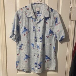 Haggar Blue Palm Print Men's Casual Shirt